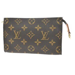 LOUIS VUITTON Logo BUCKET PM Pouch Bag Monogram Leather Brown France 05MA345